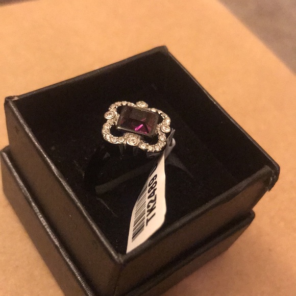 Princess Cut Amethyst Cz Black Stainless Steel Clover Fashion Size 8 Womens Ring - Picture 4 of 12